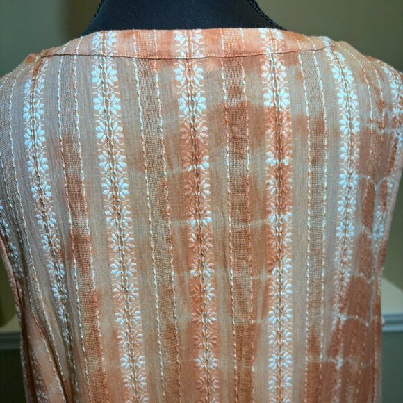 🧡 J.Jill Ibiza Tiered Orange Tie Dye Maxi Sleeveless Sun Dress XL - Picture 8 of 9